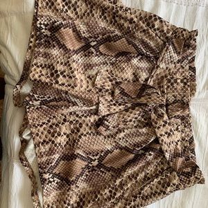 Brown snakeskin shorts